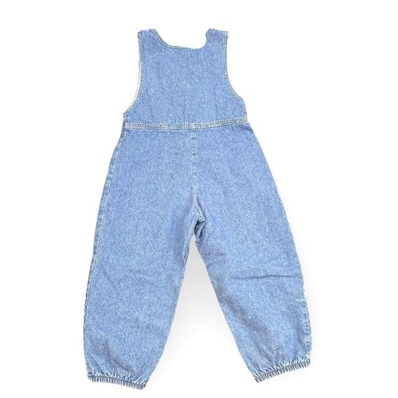 Lee Bib Jean Overalls Romper Toddler Rainbow Stitch USA Bare Back Vintage 4T - Picture 3 of 13
